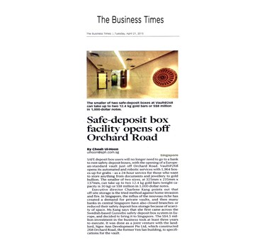 Safe Deposit Box - The Business Times | Safe-Deposit Box Facility Opens Off Orchard Road